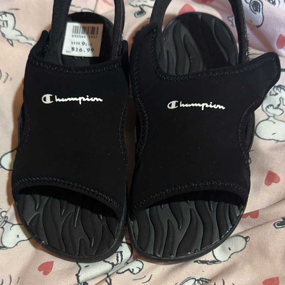Champion Kids Black Open-Toe Sandals